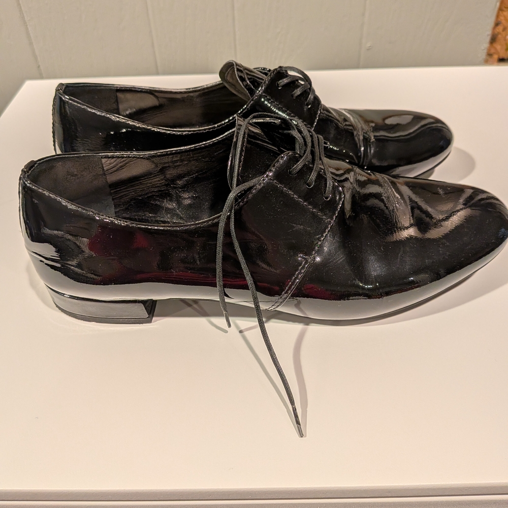 Prada Black Patent Leather Lace-Up Shoes